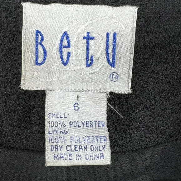 VTG Betu NWT Womens Black 2 Piece Embroidered Blazer 6 Tank Top 8 Career Wear - Picture 15 of 16